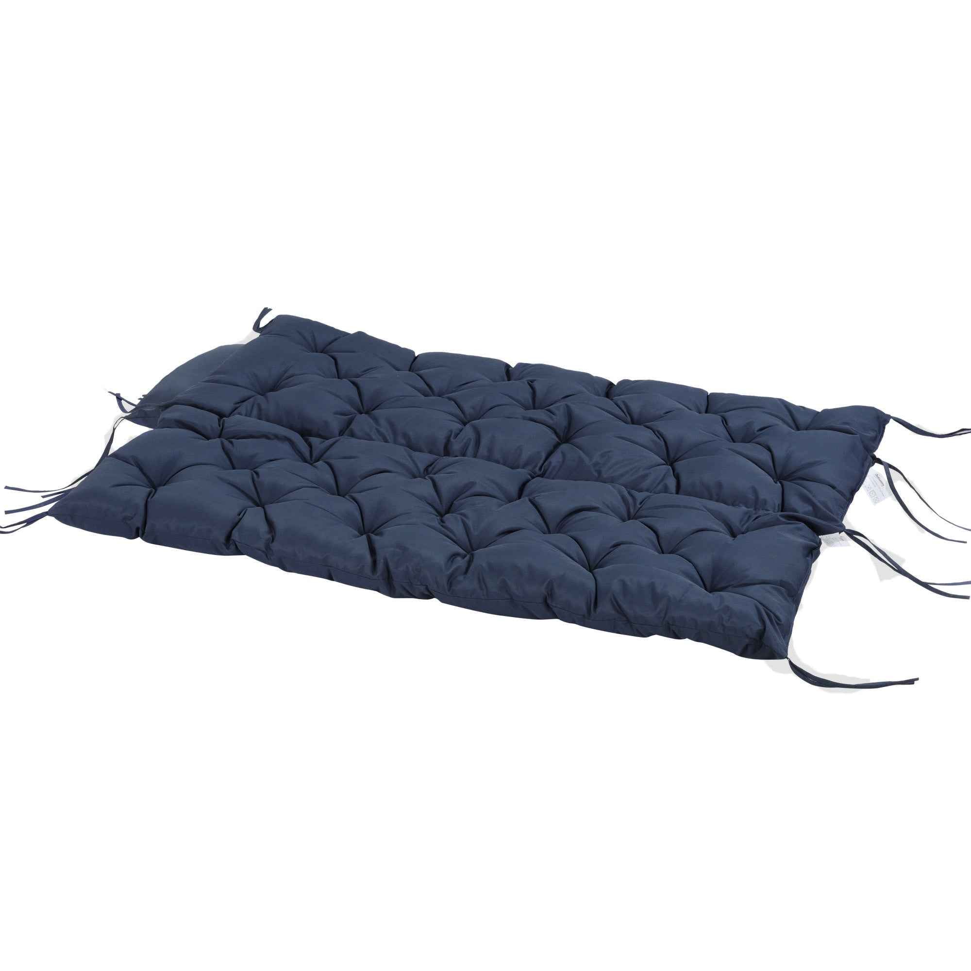 Outsunny Capitonné Style Garden Cushion with 6 Ties, in Cotton and Polyester, 150x98x8 cm, Dark Blue
