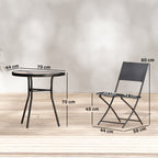 Outsunny 3-Piece Bistro Set with 2 Texteline Chairs, Semi-Circular Tempered Glass Table, Black