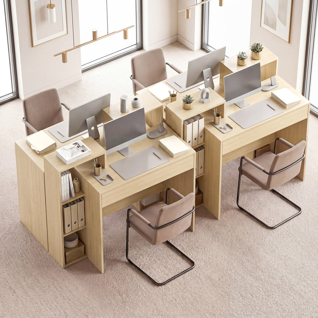 HOMCOM Modern PC Desk with 3 Open Shelves and Drawer, Wooden, Wood Color, 100x40x90 cm