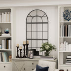 Arched Window Style Wall Mirror for Bedroom and Entrance, 76x43cm, Black
