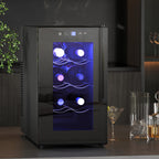 8 Bottle Wine Cooler, 21L Capacity, Touch Display and Adjustable Shelves, Black