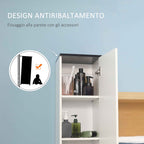 kleankin Bathroom Cabinet with Adjustable Shelf, 2 Closed Shelves and a Wooden Drawer, 30x28x180 cm, White