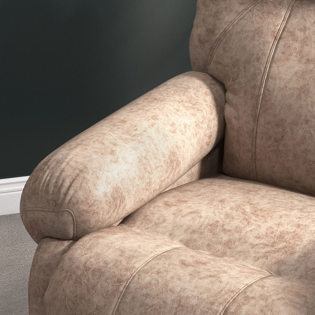 Manual Reclining Fabric Relax Chair with Removable Footrest and Side Pocket, Beige