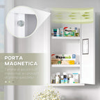 kleankin 3-Tier Medicine Cabinet with Magnetic Door, Steel, 30x12x60 cm, White - Borgè