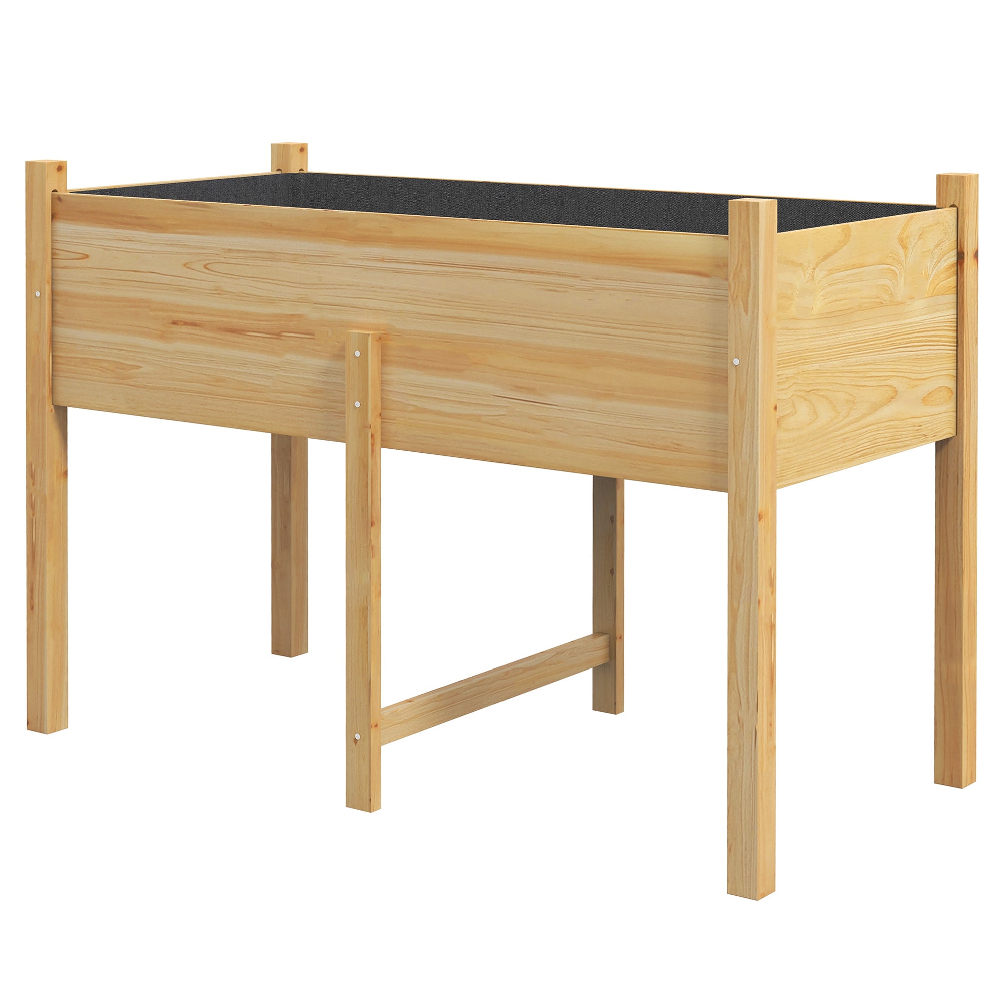 Outsunny raised vegetable garden with 2 drainage holes and bag in non -woven fabric, in fir wood, 115x55x80 cm - Borgè