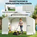 Outsunny 3x3m Waterproof Garden Shed and Garage Tent with Roll-Up Door, Metal and PE, White
