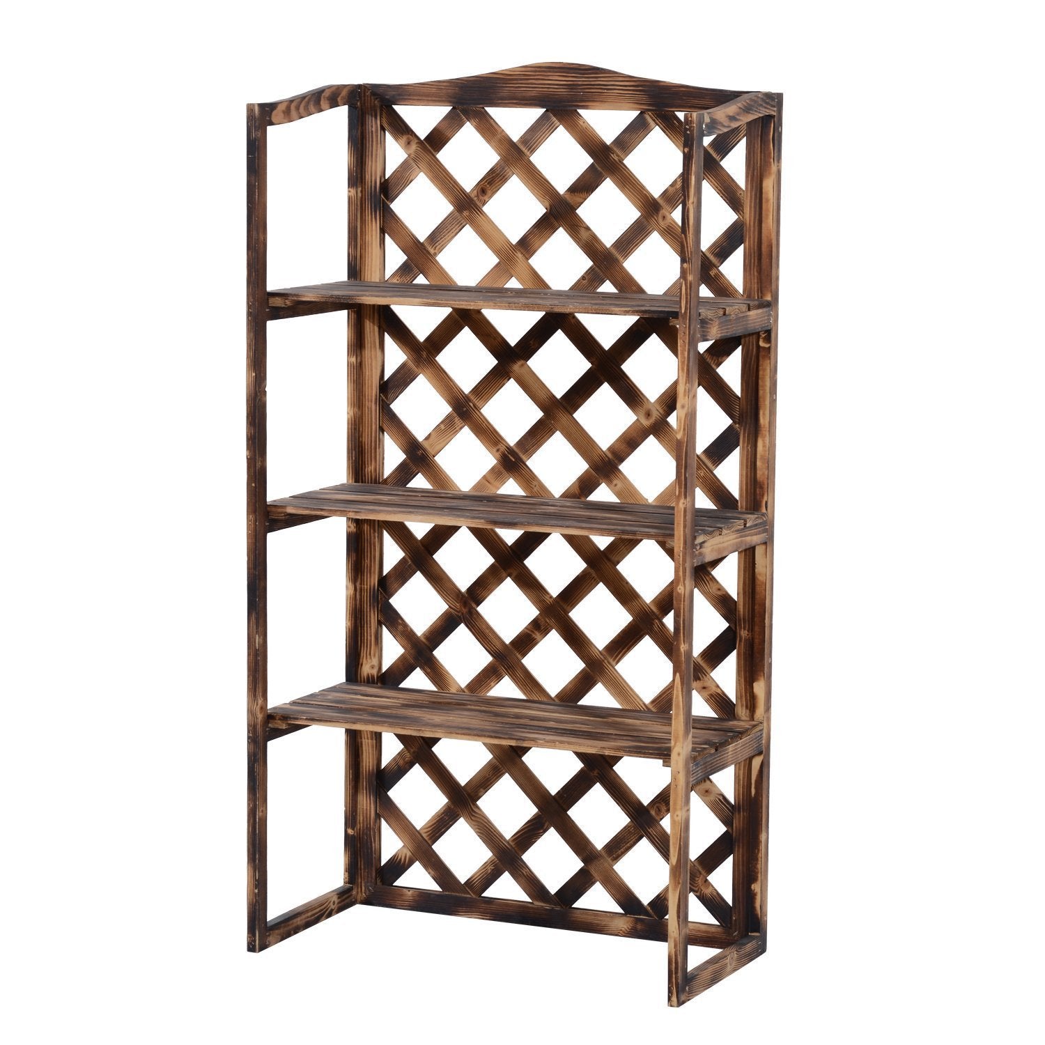 3-Tier Fir Wood Outdoor Plant Stand, Indoor and Outdoor Plant Holder, Balcony Planter, 80x40x148cm