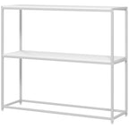 Console Table for Entrance Hall with Open Shelf, in Steel and Chipboard, 100x30x87 cm, White - Borgè