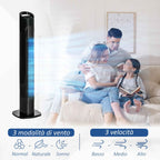 HOMCOM Tower Fan with 5m Remote Control, 70° Oscillation, 3 Functions and 3 Speeds, Black