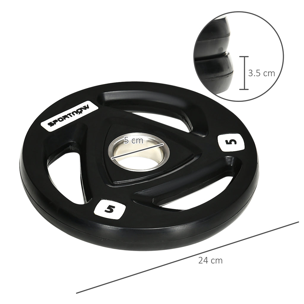 SPORTNOW Set of 2 Steel Weight Plates with Rubber Coating for Barbell