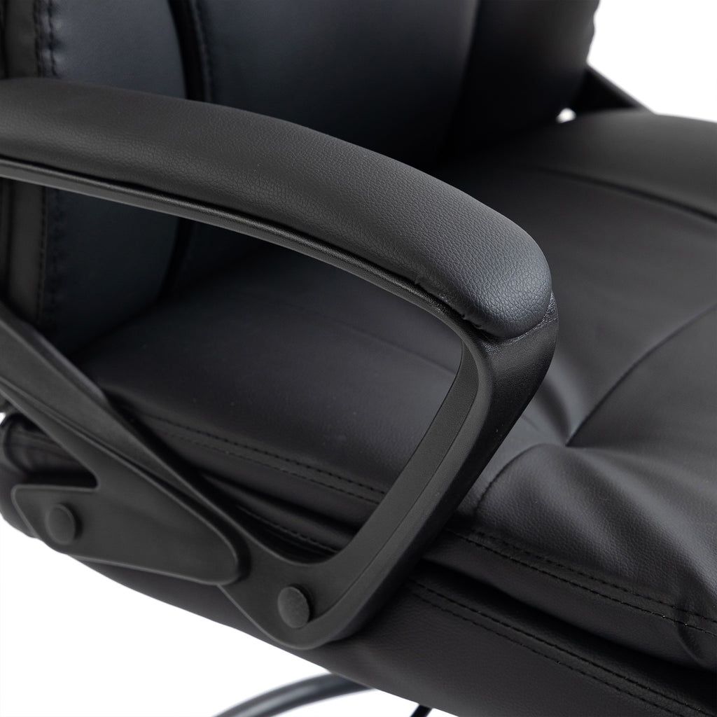 HOMCOM Swivel Office Chair in Faux Leather, Height-Adjustable, High Back, Armrests, for Study, Black