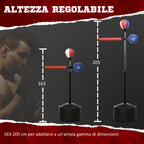 Free Standing Punching Bag with Rotating Bar, Speedball and Punch Pad, Made of Steel, HDPE and PU, 80.5x48x163-205 cm