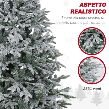 CHRISTMAS TREE - 180cm Snowy Christmas Tree with 2531 Branches Tall and Narrow with Folding Base, Green