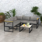 Outsunny garden living room with sofa and aluminum table with padded cushions, gray - Borgè
