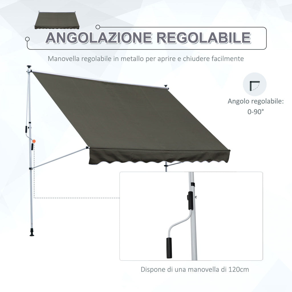 Outsunny 3x1.5m Awning with Crank Arms, Telescopic Metal Structure and Polyester Sunshade