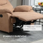 Manual Relax Chair Reclining 150° with Fabric Footrest, 93x88x102cm, Dark Brown