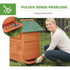 PawHut Wooden Chicken Coop with Nest, Waterproof Roof, Removable Tray, 2 Perches, Ramp, Window, for 2 Chickens, Ducks, Orange