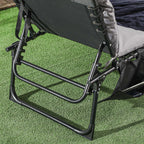 Folding Sun Lounger with Cushion, Headrest and Side Pocket, 58x189x32.5 cm, Light Gray