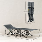 Folding Camping Cot with Inclined Headrest and Removable Mattress, 196x68x37 cm, Black