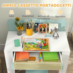 Children's Desk Set with Drawer and Chair with Bear Backrest, Ages 3-8 Years, Green