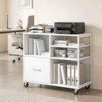 HOMCOM A4 Printer Table with Wheels and Drawer for Home and Office