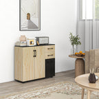 HOMCOM Modern Sideboard with 2 Cabinets and 2 Drawers in Wood, 90x30x75.5cm, Walnut and Black - Borgè