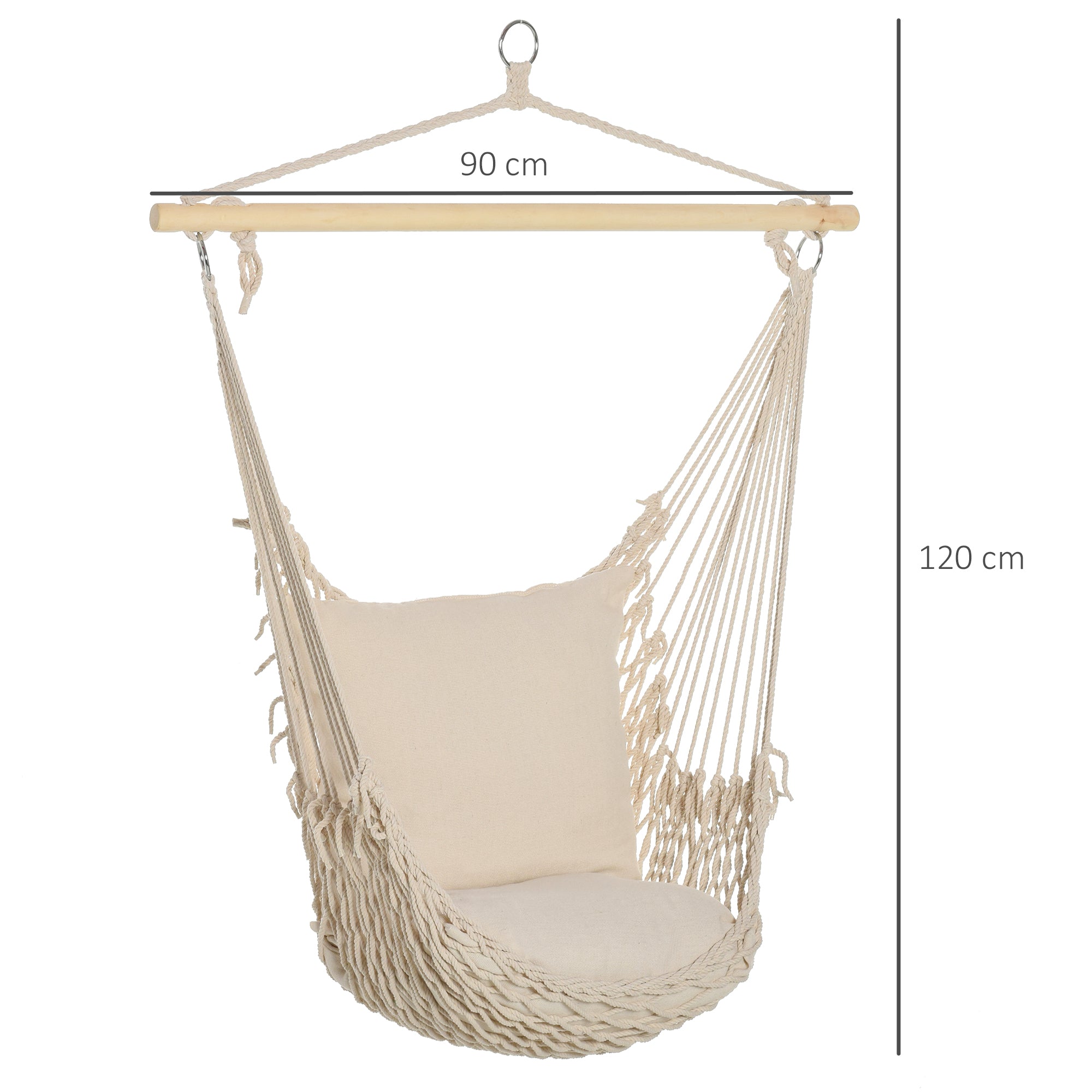 Outsunny Shabby Chic Indoor/Outdoor Rope Garden Hammock, White