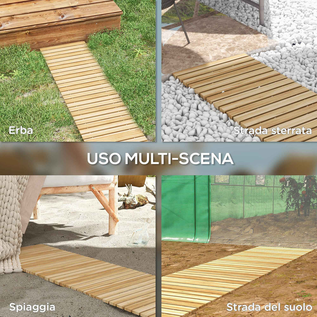 Outsunny Garden Walkway, Rollable Fir Wood Pathway, 120x38 cm