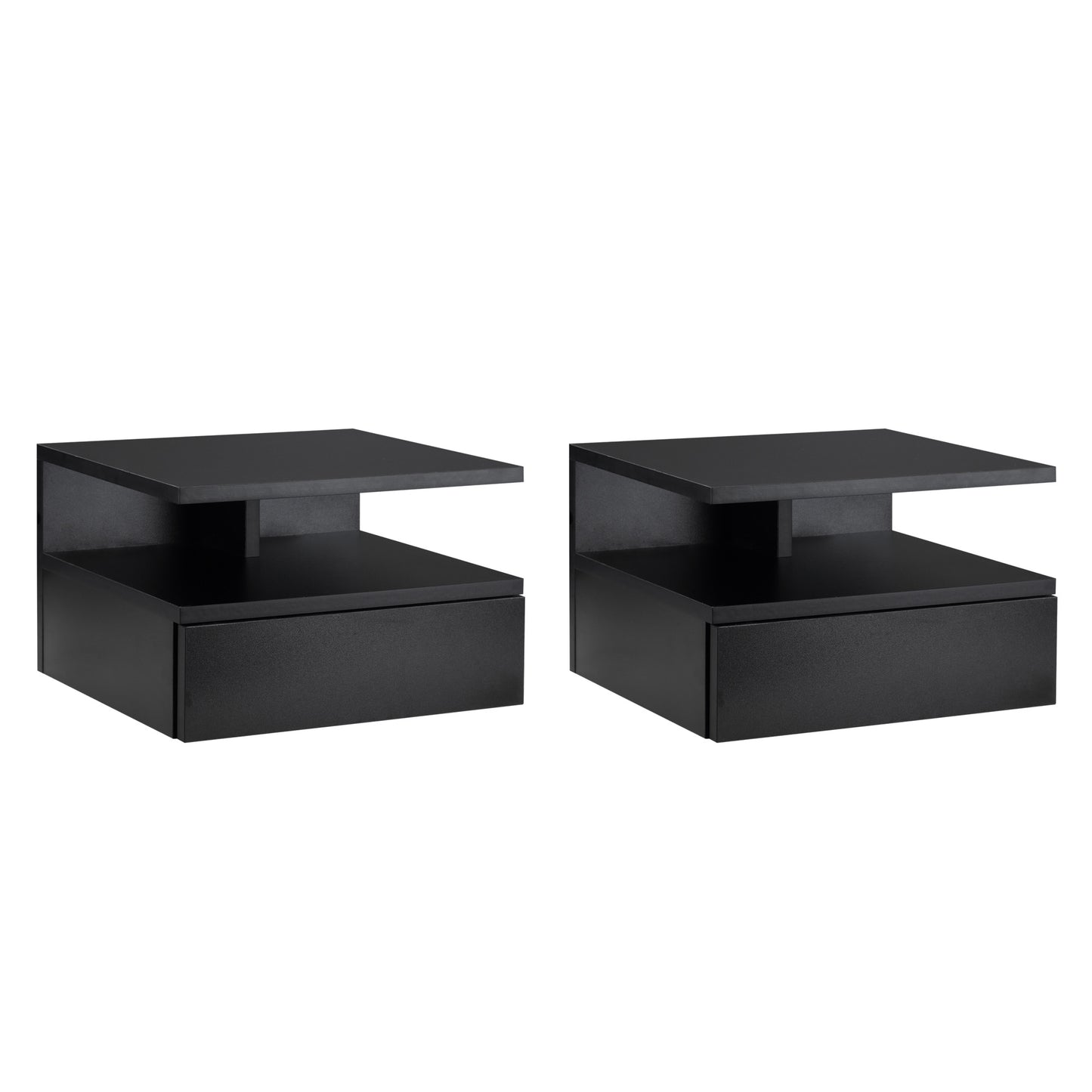 Set of 2 Floating Nightstands for Bedroom with Drawer and Top Shelf in Wood 35x32x22.5cm