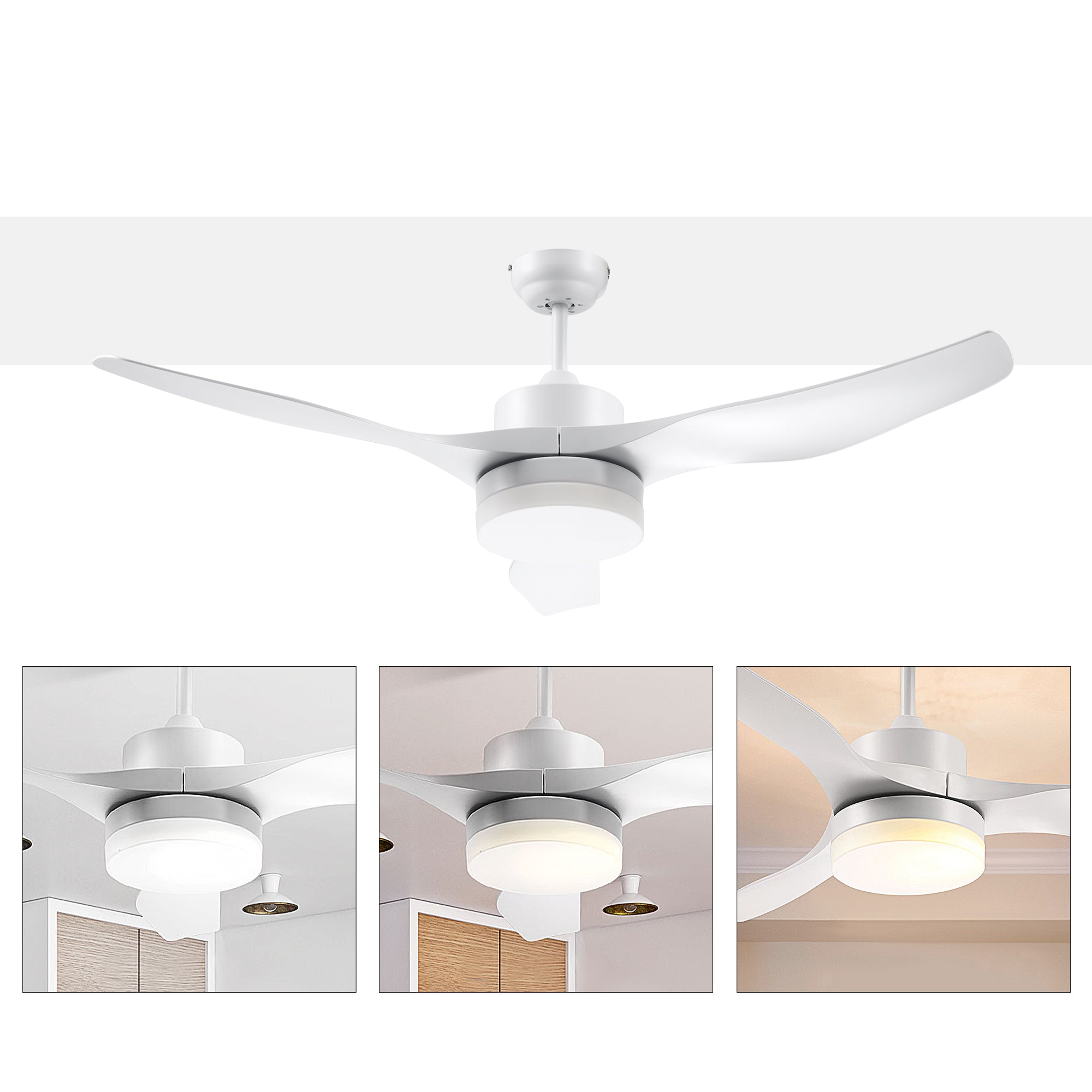 Ceiling Fan with 3-Mode LED Light and Remote Control, 6 Speeds, Φ132x40cm