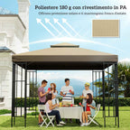 Outsunny 3x3m 2-Tier UV Resistant Replacement Gazebo Roof, Beige