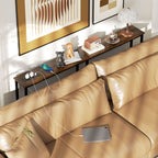 Industrial Style Console Table with Charging Station, in Wood and Steel, 160x20x80 cm, Brown