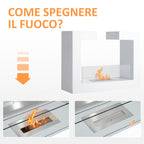 Homcom Bioethanol fireplace 2000W bioethanol in stainless steel stainless steel with 78 x 25 x 58 cm white glass - Borgè