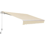 Outdoor Awning with Roller Arms and Crank Opening, 360x250 cm, Cream - Borgè