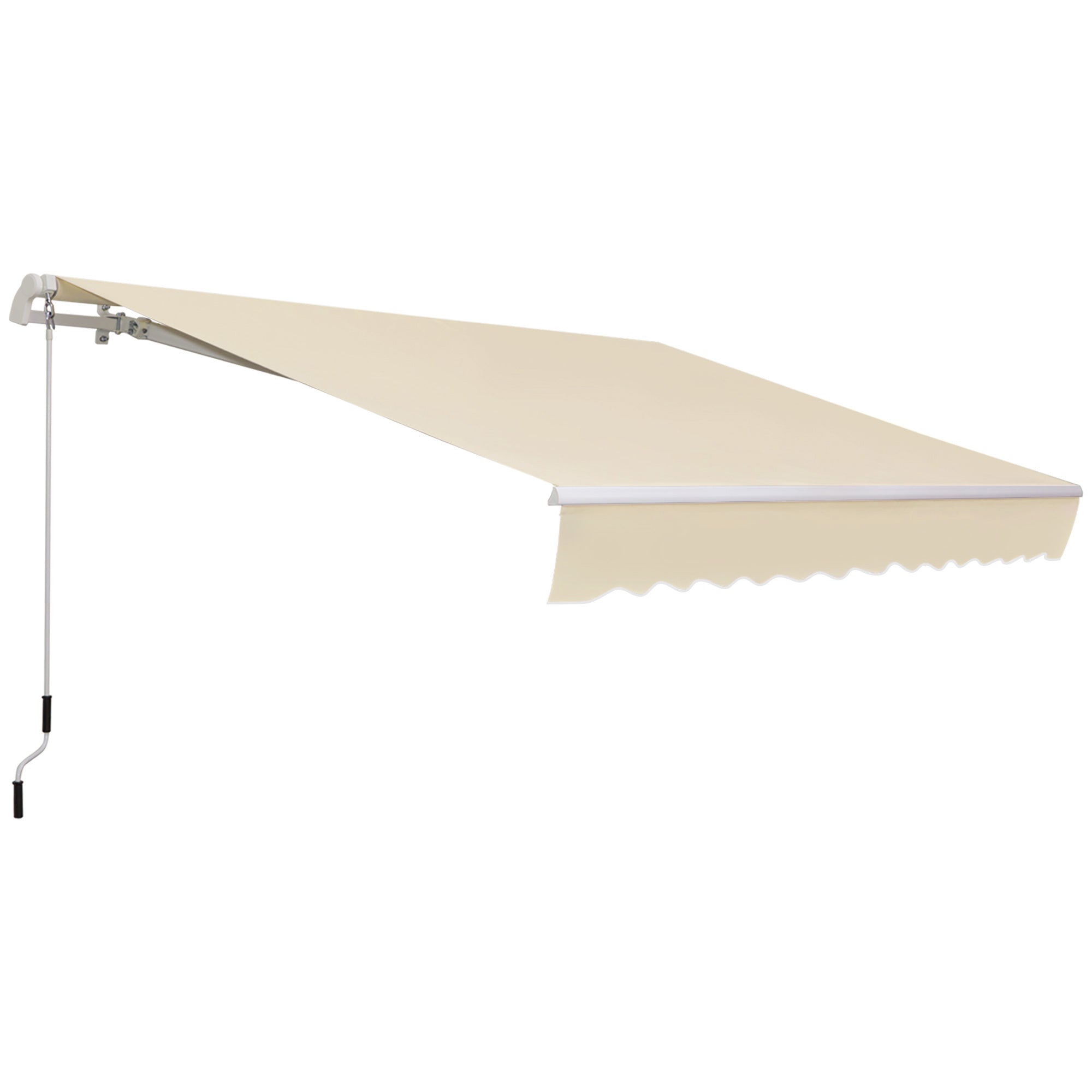 Outdoor Awning with Roller Arms and Crank Opening, 360x250 cm, Cream - Borgè