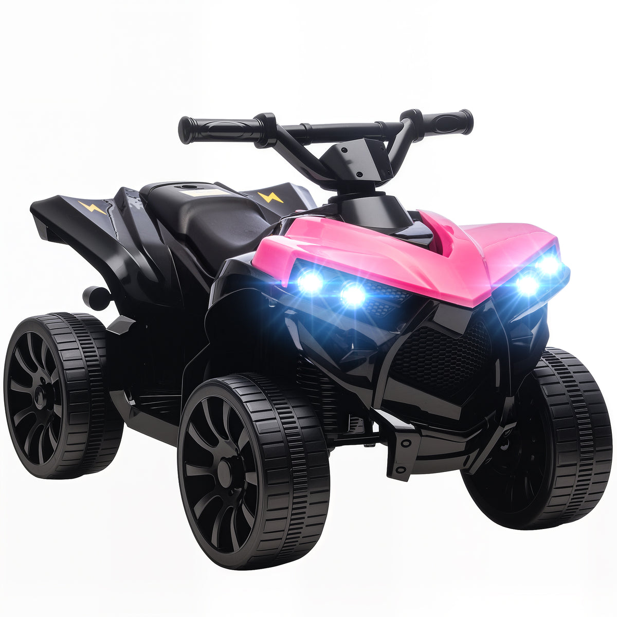 AIYAPLAY Kids Electric Quad Bike ATV with 6V Rechargeable Battery, LED Headlights and Music, Ages 18-56 Months, Pink