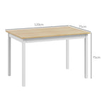 HOMCOM 4-seater dining table with non-slip feet, in pine wood, 120x75x75 cm - Borgè
