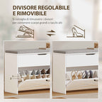 HOMCOM Shoe Bench with Folding Drawer and Storage, Capacity for 8 Pairs of Shoes, 80x30x55 cm, White