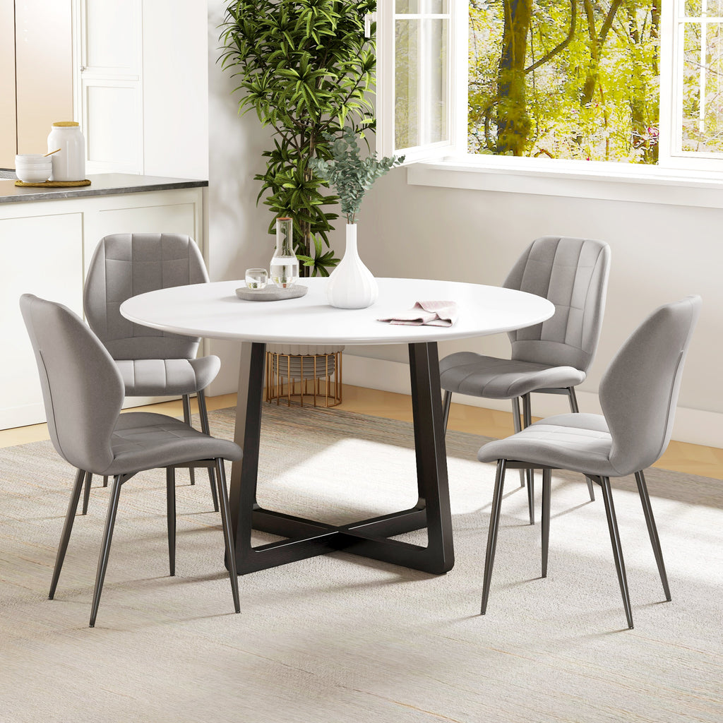 HOMCOM Set of 4 Modern Dining Chairs for Kitchen and Living Room with Flannel Upholstery, Gray - Borgè