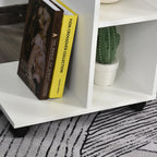 C-Shaped Coffee Table with 2 Open Shelves and 4 Swivel Wheels, in MDF and PE, 45x35x58 cm, White