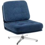 Swivel Living Room Chair in Chenille Effect Fabric and Metal, 70x87x84 cm, Dark Blue