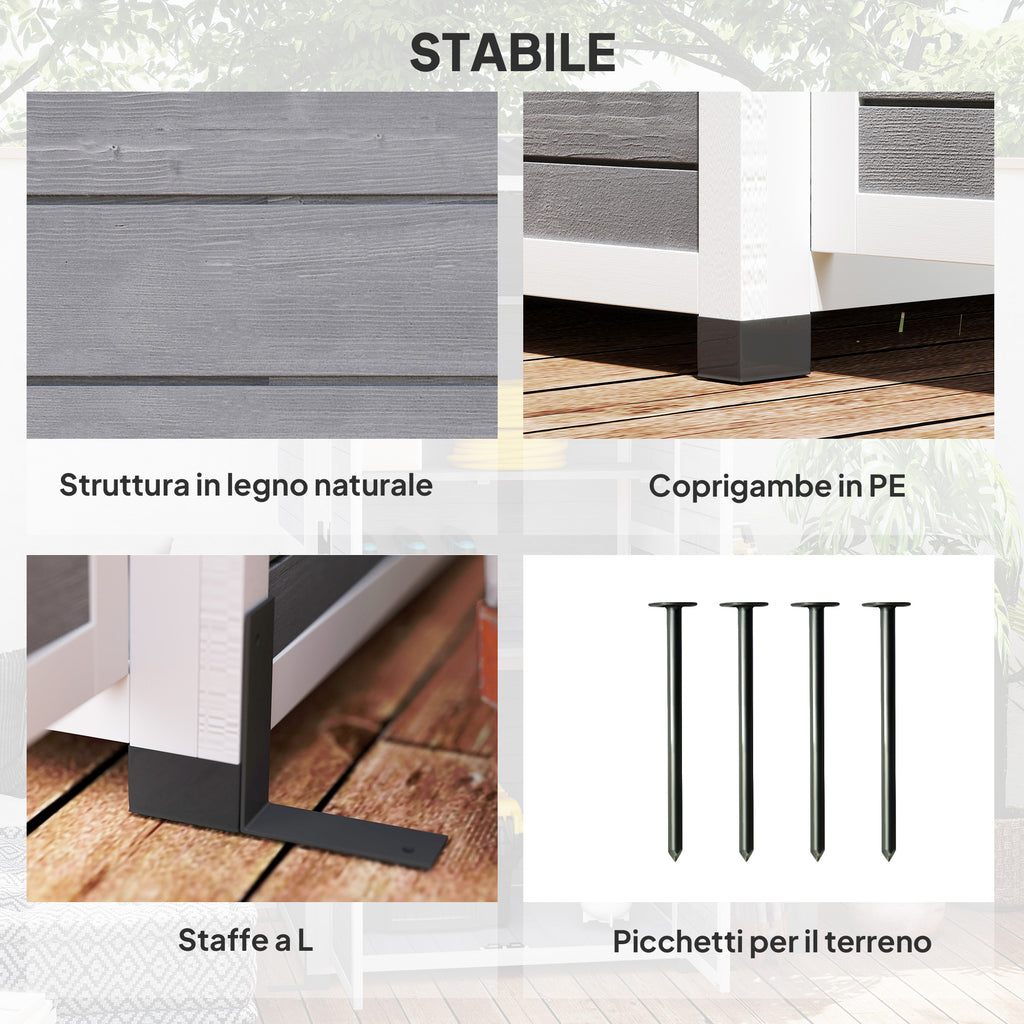Wooden Garden Shed with Adjustable Shelves, Two Locking Doors and Windows, Grey