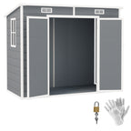 Resin Garden Shed with Floor, 2 Locking Doors, Window, 2.4 x 1.3 m, Grey