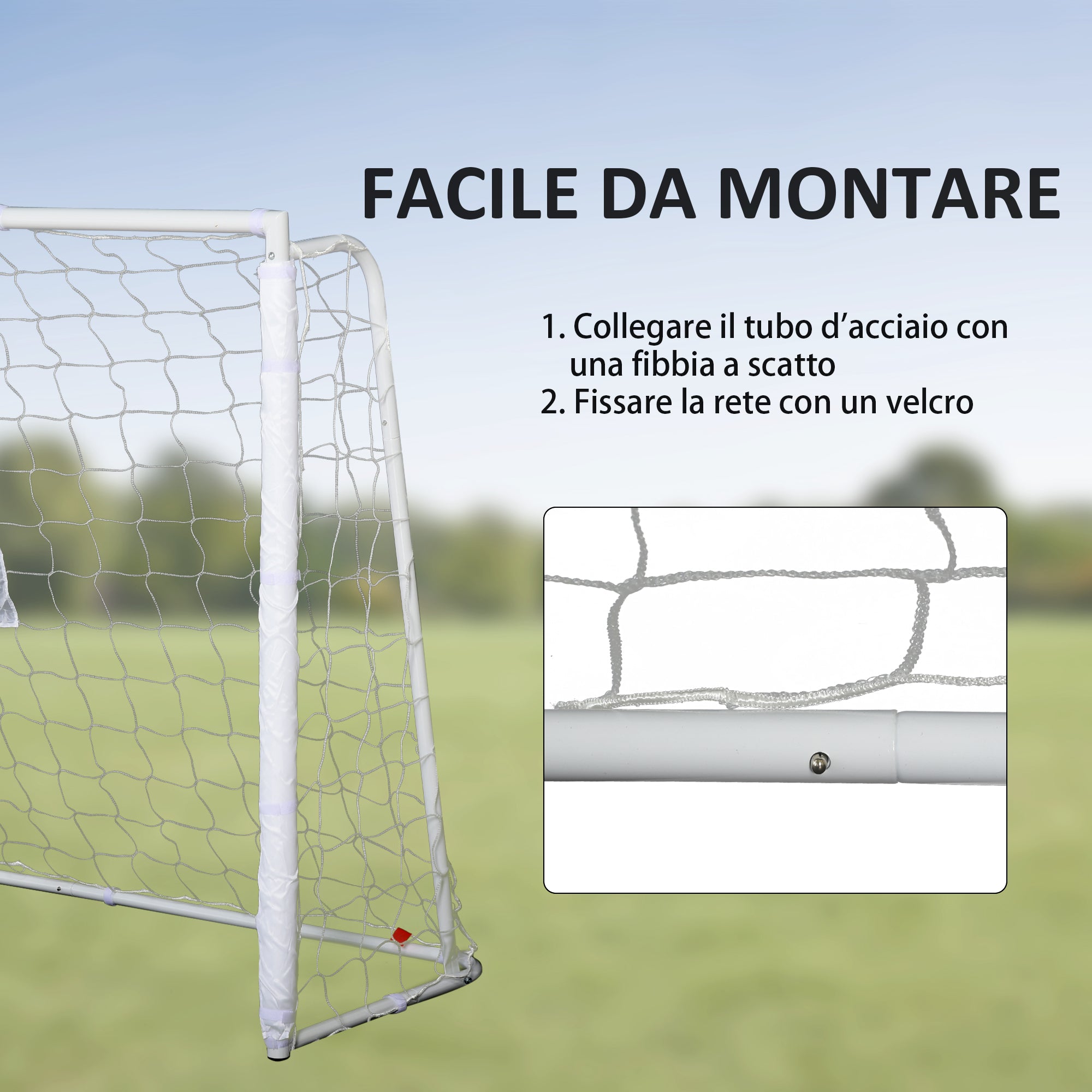Outdoor Metal Football Goal with Target and Oxford Cloth Posts, 186x62x123 cm, White