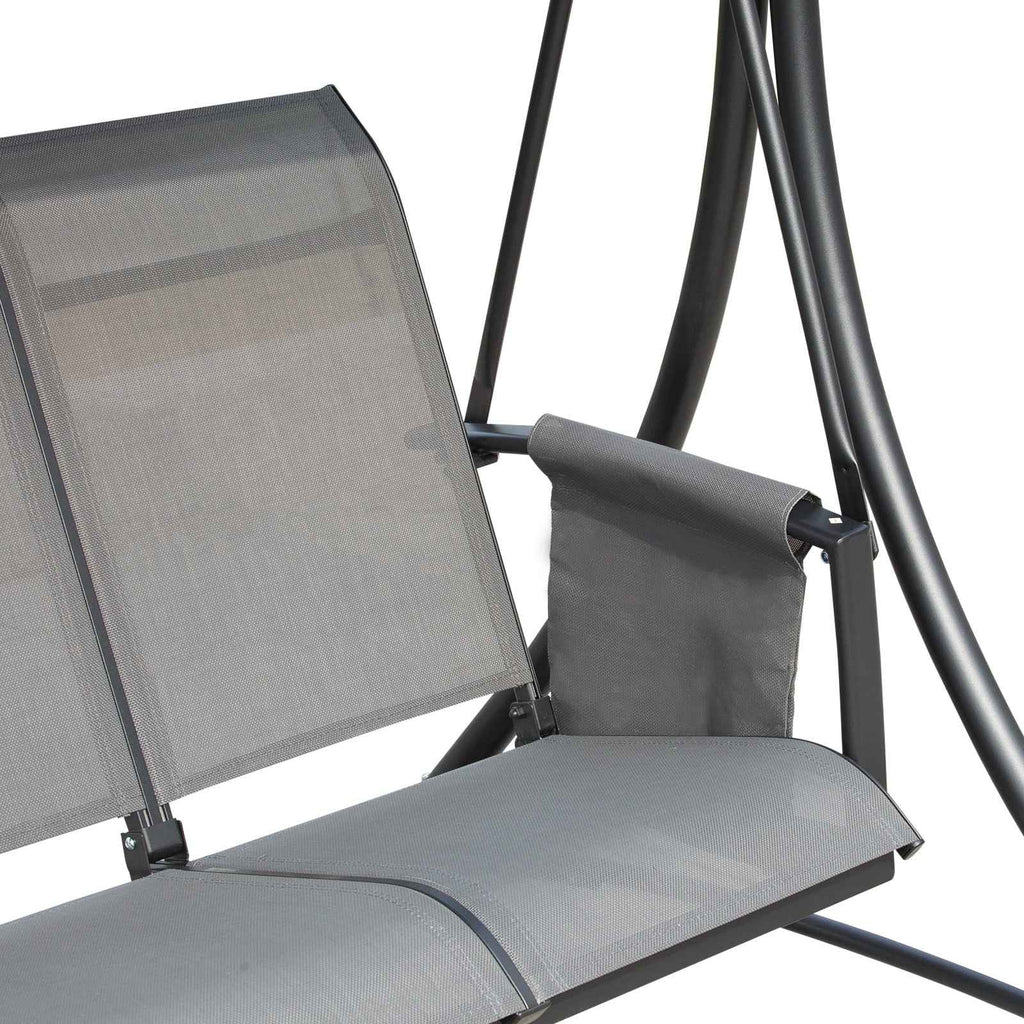 Outsunny 3-Seater Garden or Terrace Swing with Adjustable Canopy and Storage Pockets, Dark Grey, 196 x 128 x 172 cm