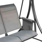 Outsunny 3-Seater Garden or Terrace Swing with Adjustable Canopy and Storage Pockets, Dark Grey, 196 x 128 x 172 cm
