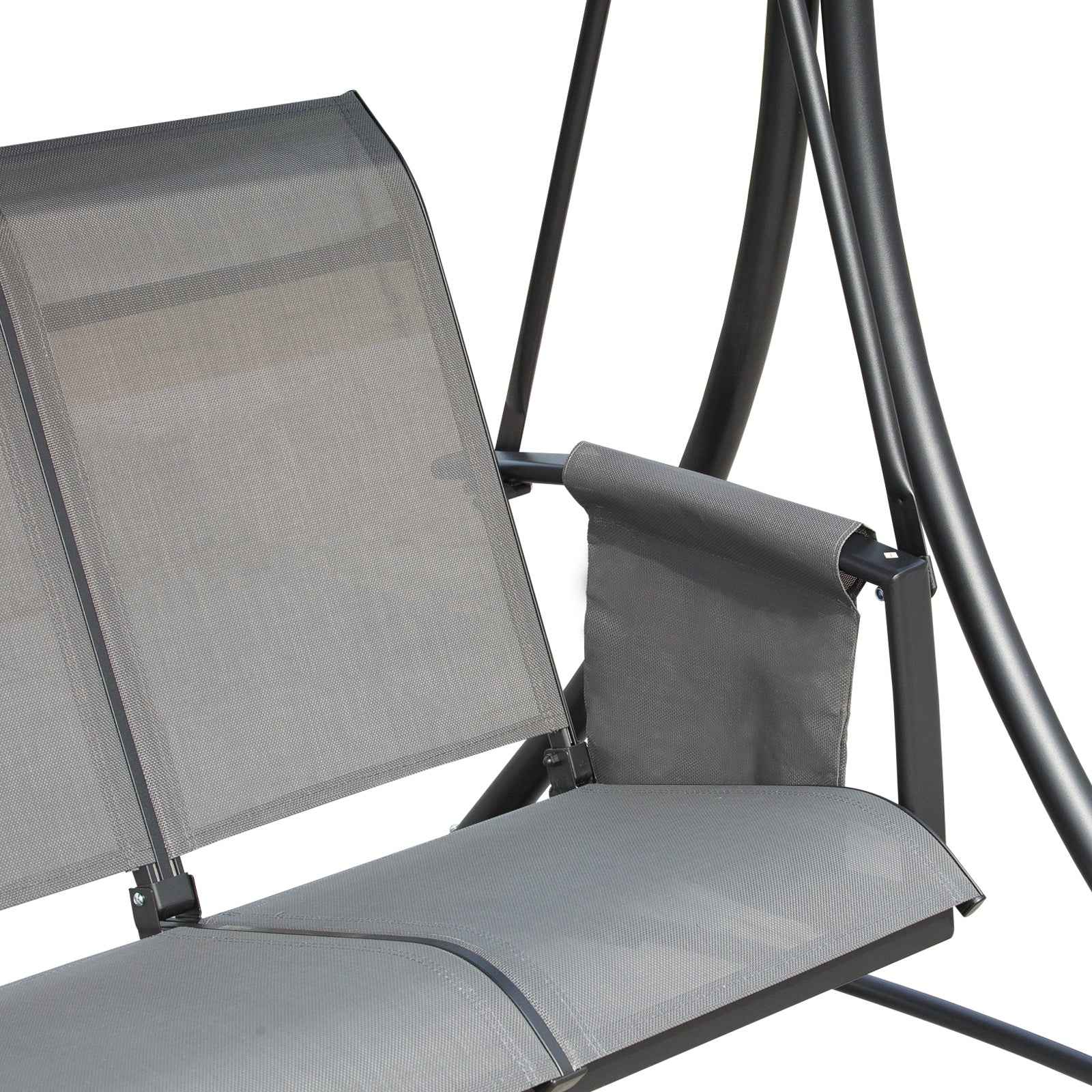 Outsunny 3-Seater Garden or Terrace Swing with Adjustable Canopy and Storage Pockets, Dark Grey, 196 x 128 x 172 cm
