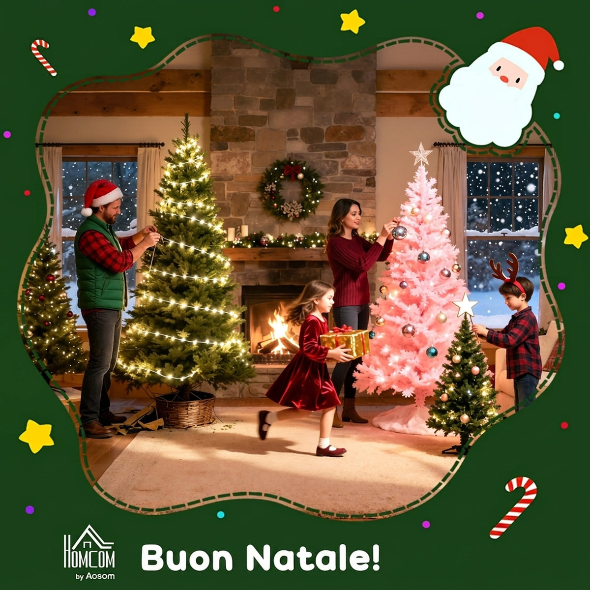 HOMCOM 150cm Tall Snow-Covered Christmas Tree with 358 Fireproof Branches and Steel Base, Green