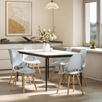 Set of 2 Nordic Style Plastic and Wood Dining Chairs with Curved Backrest, Grey