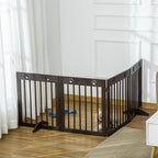 PAWHUT Dog gate small folding size, pine wood, 204x30x61 cm, brown - Borgè